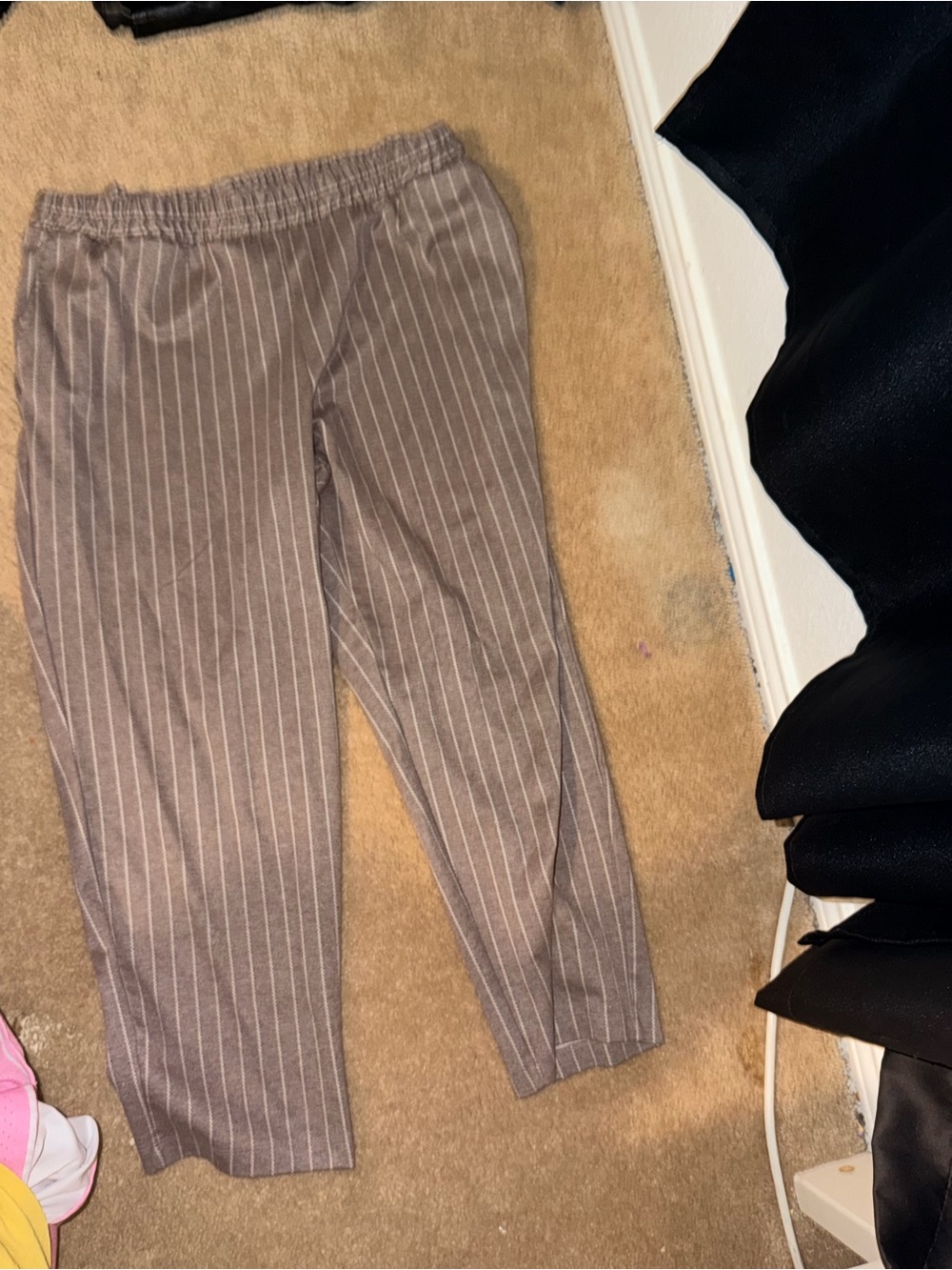 Target Women's Ankle Pinstripe Cropped Pants - Brown with White Stripes